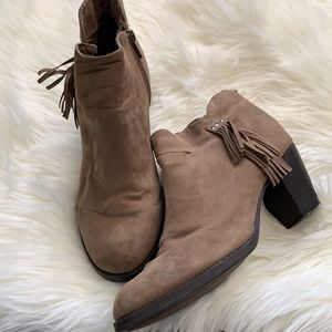 Brown Taupe Fringe Boots